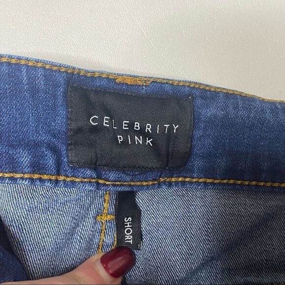 Celebrity Pink | High Rise Raw Hem Denim Shorts - Picture 2 of 4